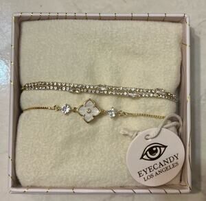 Eye Candy Los Angeles Gold Flower Diamond Bracelet set